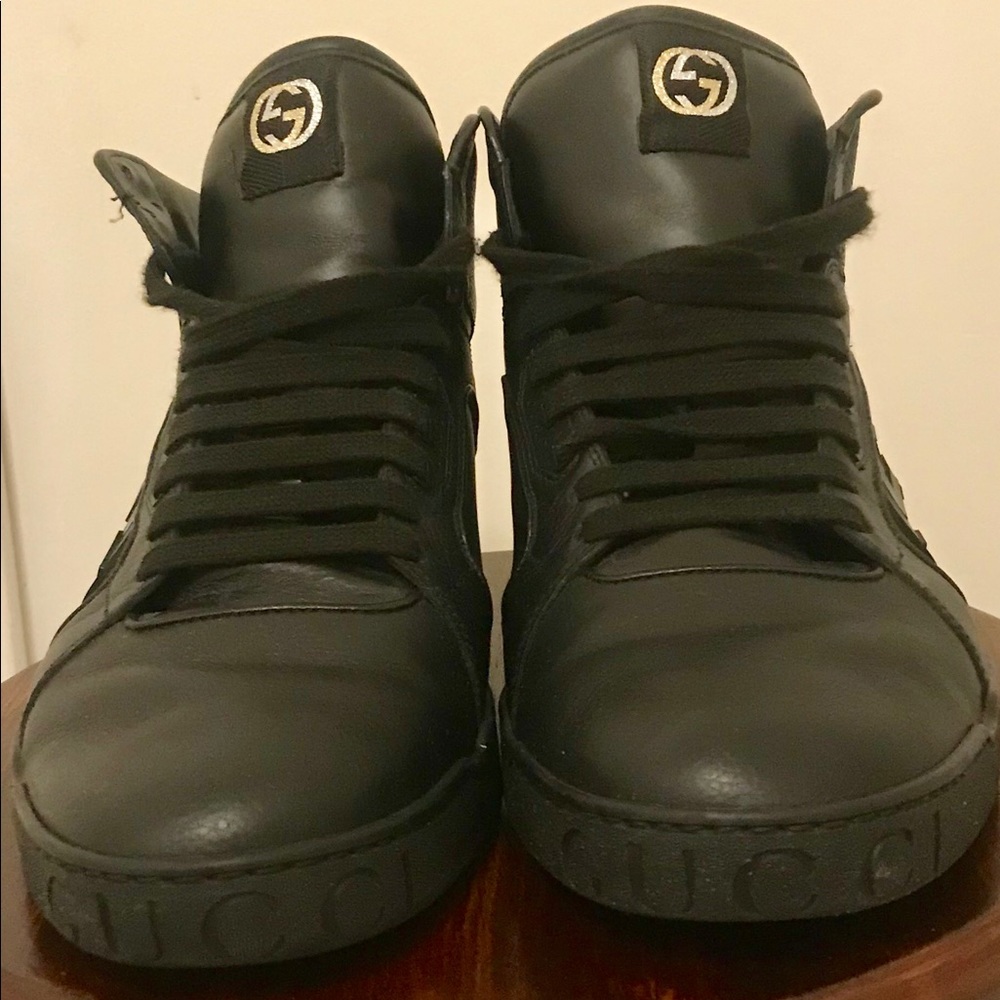 Authentic Black Leather Gucci Sneakers